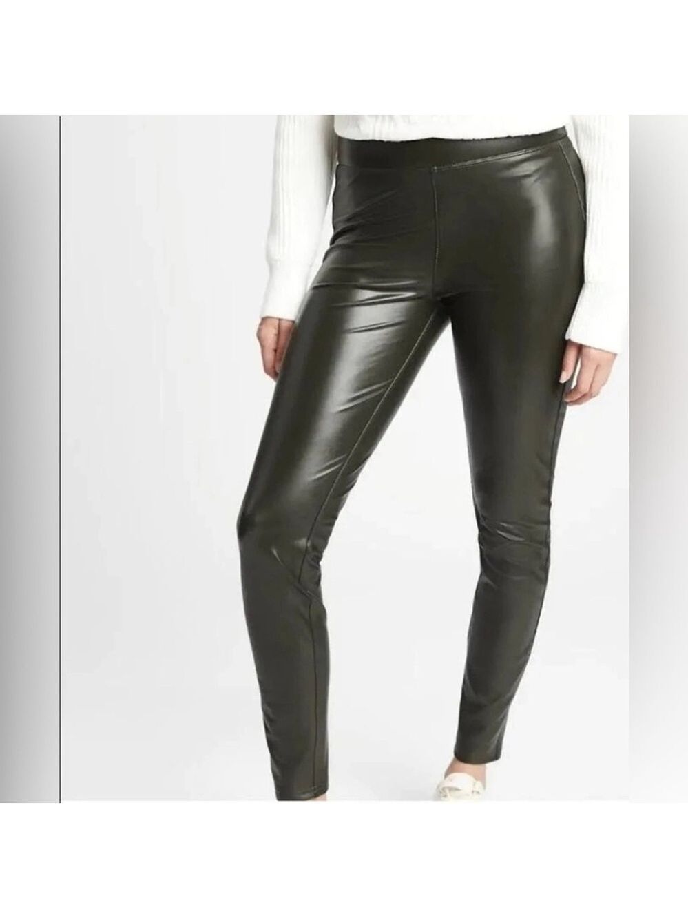 * NEW Gap Dark Green Fleece Lined Faux Leather Leggings Size S